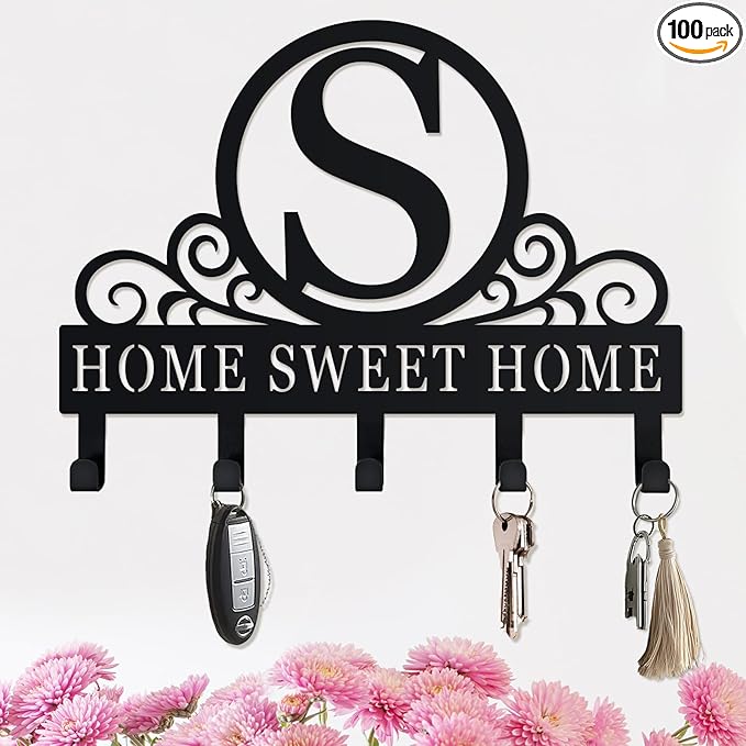 Custom Name Key Rack,Key Holder for Wall, Metal Key Holder Hooks Organizer Rack, Key Hanger Decor for Kitchen, Entryway, Hallway, Office, Doorway