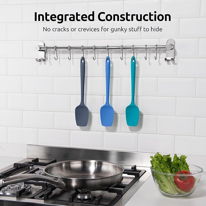 U-Taste Silicone Spoon Spatula Set, 600ºF High Heat Resistant Food Grade Flexible Rubber Scraper, Cooking Mixing Baking Kitchen Utensils Set of 3 (Multicolors)