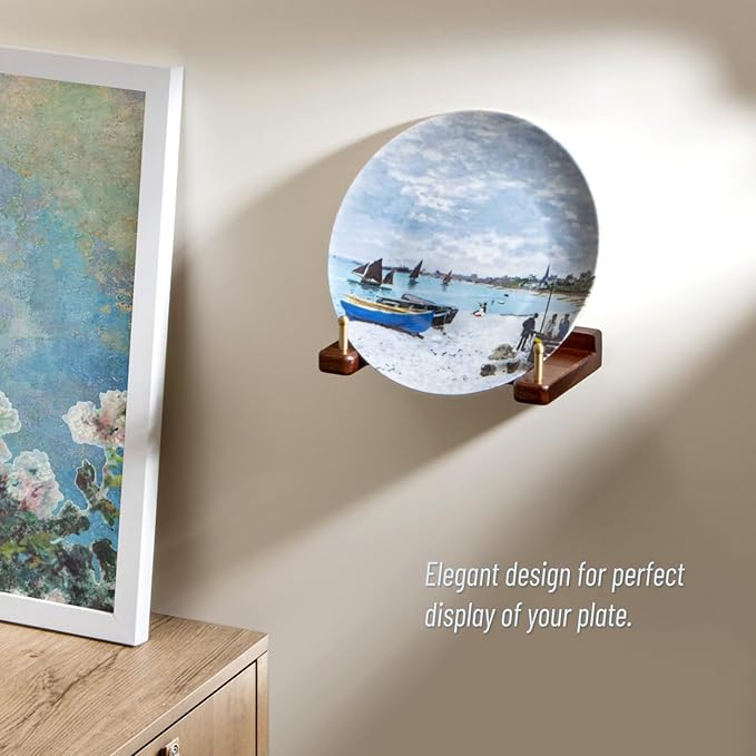 Plate Hangers for The Wall for 6-16 Inch Plates, Wooden Decorative Plate Holder for Displaying, Vinyl Record Holder Wall Mount Display, Also Ideal for Displaying Picture Frames, Bowl, Artwork
