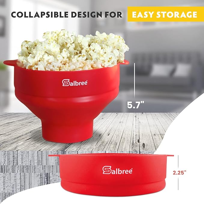 The Original Salbree Collapsible Silicone Microwave Popcorn Popper Maker Machine, Microwavable Bowl Holds 16 Cups, Uses Hot Air and Oil Always Optional - The Most Colors Available (Aqua)