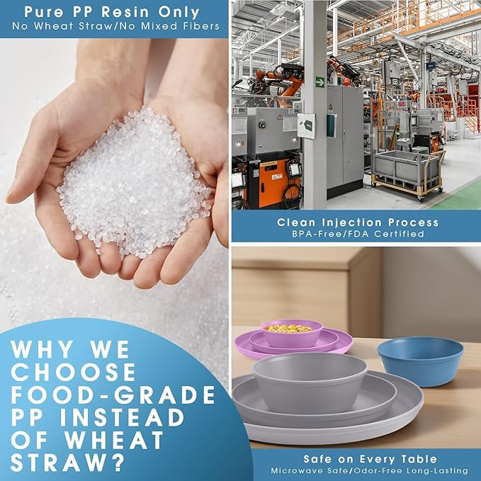 40 Piece Plastic Dinnerware Set for 8 with Cutlery, Unbreakable Plates and Bowls Set, Dishwasher & Microwave Safe Reusable Dish Set for Camping, RV, Outdoor Kitchen, Apartment Dining,Pastel Multicolo
