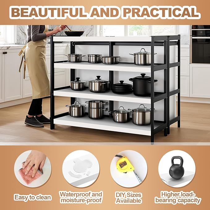 5 Pcs Wire Rack Covers 33x16x2.5 inch PVC Pantry Shelf Cover 0.31 inch Thick Removable Closet Wire Rack Shelf Covers,Decoration Kitchen Bathroom Office Shelving (Light Luxury White,33x16x2.5inch)