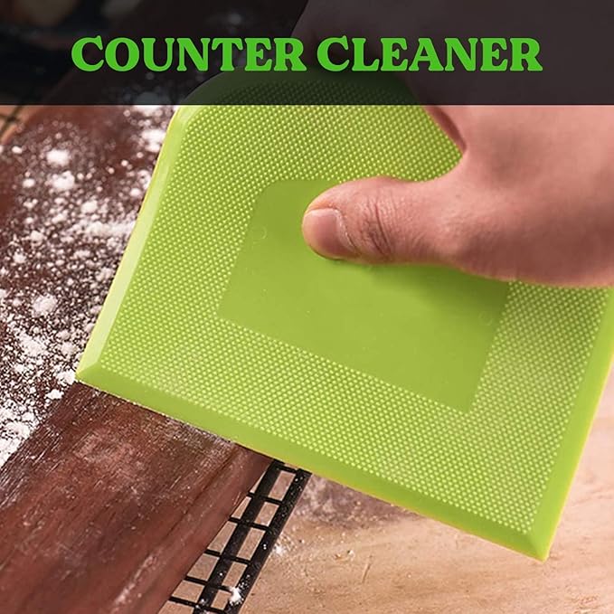 SURDOCA Dough Scraper Bench Scraper - 3P 13x7.9" Plastic Flexible Bowl Scraper, Sharp Edge & Angles Cake Scraper. Non-Slip Bakeware Decorating Tools Sculpting & Modeling Tools - Green+Blue+White