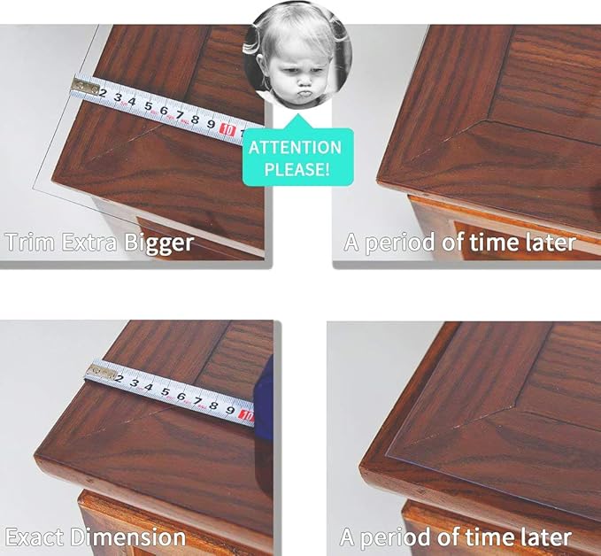 NECAUX Custom 46 x 56 Inch Frosted Table Cover Protector, 1.5mm Thick Plastic Waterproof Heavy Duty Desk Pad Mat Non-Slip Tablecloth Protector for Coffee Table, Sofa Table, Media Stand, Countertop