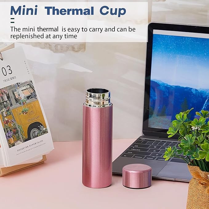 Irenare 5oz Mini Water Bottle Mini Insulated Stainless Steel Bottle Purse Water Bottle Cute Leak Proof Flask Keeps Drink Cold and Hot for Purse Women(Pink, Green,2 Pieces)