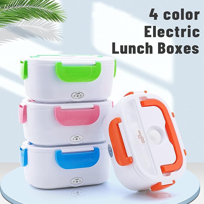 Electric Lunch Box 2 In 1 Food Heater 12V 24V 110V Portable Food Warmer for Car and Home Removable Stainless Steel Heated Bento Box (Green)