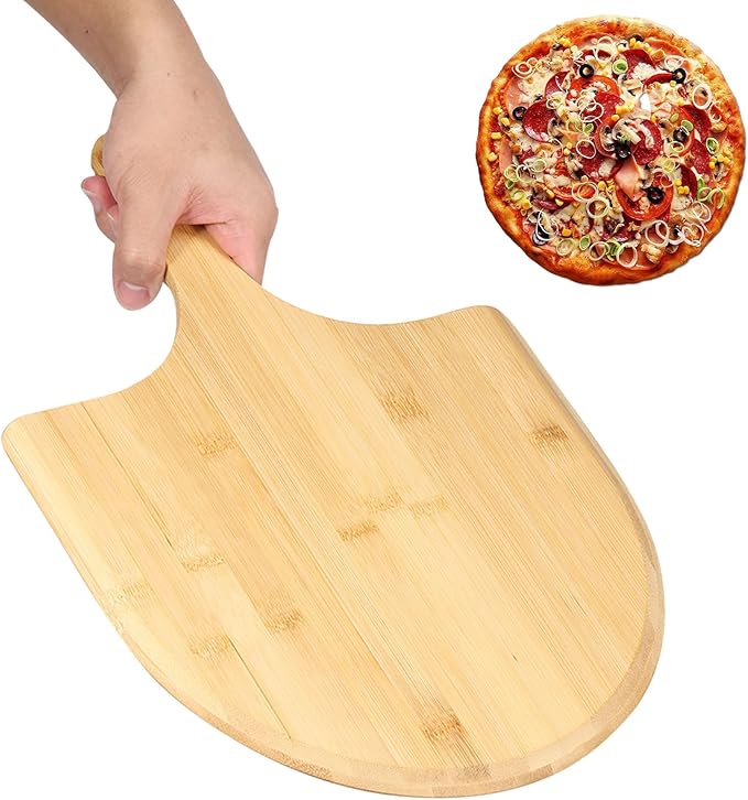 4Pack Natural Bamboo Pizza Spatula, Pizza Peel 11 Inch, Wooden Pizza Spatula Paddle Board for Home Pizza Cutting，Cheese, Bread,Fruit,Vegetable Oragaznie (4)
