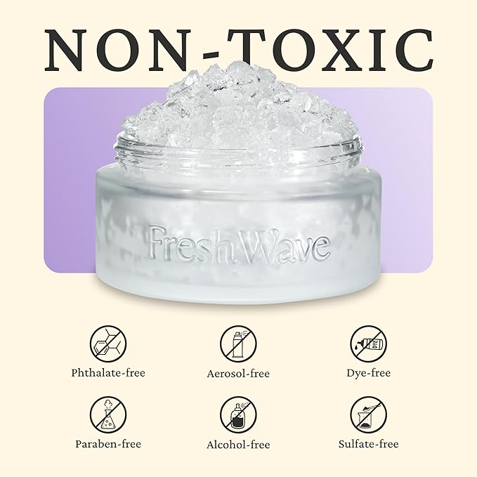 Fresh Wave Odor Removing Gel Eco-Refill, 63 oz. Lavender Scent | 4 Empty Refillable Glass Jars | 4 Room Set