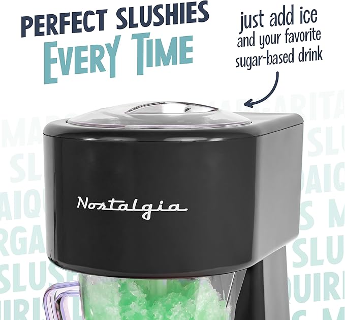 Nostalgia Retro 40-Ounce Frozen Beverage Station - Slushie Machine and Ice Shaver with Automatic Mixing for Soda, Cocktails and Margaritas - Easy & Safe Use - Black