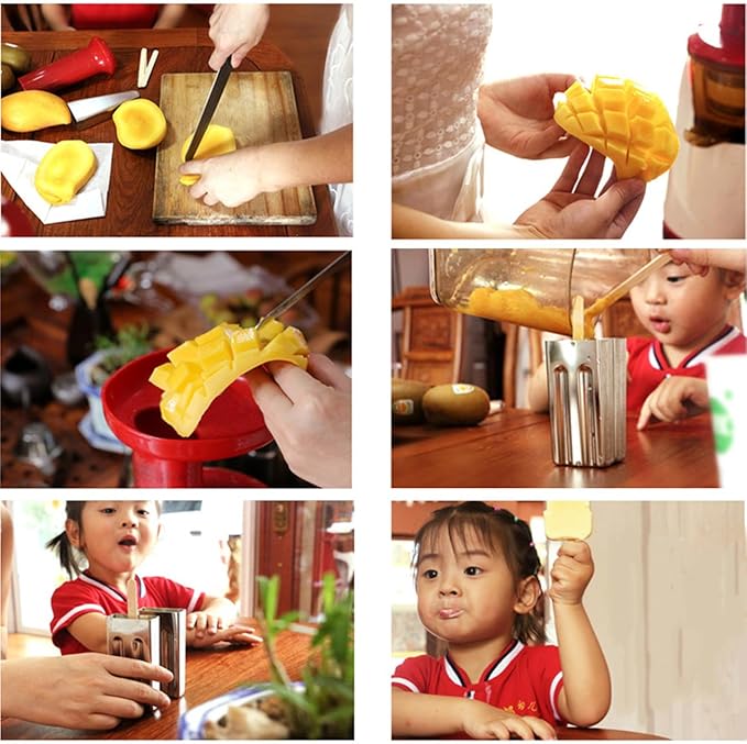 Set of 6 Stainless Steel Popsicle Molds Kit, Homemade Ice Treat Makerwith 50 Wooden Sticks and 6 Silicone Seals and 20 Pop Bags,Cleaning Brush（Square）