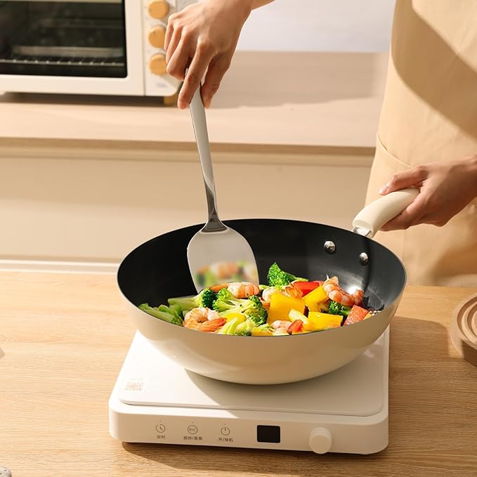 Wok Spatula Set, 18/8 Stainless Steel Kitchen Cooking Utensils Spoon set, 3 Pieces Spatula Set for Kitchen Cooking
