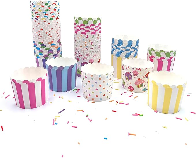 100pcs Random Colorful Premium Greaseproof Cupcake Paper Liners No Muffin Pan Needed Cupcakes Papers
