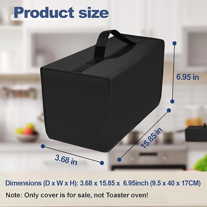 Cover for Bella 2 Slice Slim Toaster, 2-Slice Toaster Cover, Waterproof Heat-Resistant Dust-proof Toaster Cover Case Heavyweight Thickened Toaster Dust Cover with Handle (Only Cover-Black)