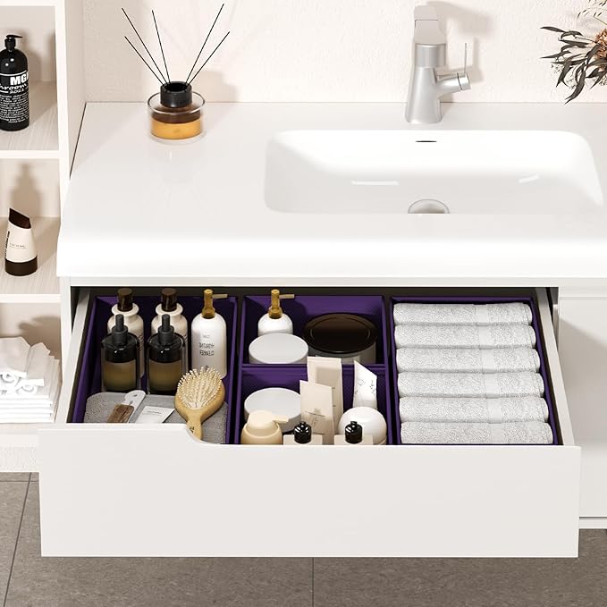 DIMJ Drawer Organizer Clothes 18 Pack - Foldable Baby Organizers and Storage & Dresser Organizer for Bedroom, Closet - Nursery Organization Dresser Dividers for underwear, Sock,Bra, Belt, Tie, Purple
