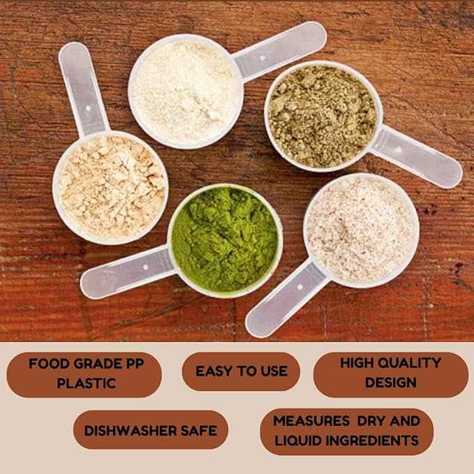 Plastic Measuring Scoop, (14.8 cc | 1 Tbsp | 1/2 fl oz. | 14.8 mL) Long Handle Spoons for Powders, Granules, Coffee, Pet Food, Baking Supplies, Protein and Other Dry Goods, BPA Free (Set of 500)