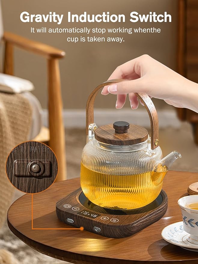 PUSEE Candle Mug Warmer Electric,Auto On/Off Gravity-Induction Coffee Mug Warmer with 9 Temp Settings,1-9 Timer Candle Melter Warmer Beverage Coffee Warmer Practical Portable Warmer for Home & Office