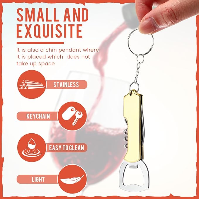 Ziliny 24 Pcs Bottle Opener Keychain Bulk Wine Bottle Beer Opener Keychain 3.27" Stainless Steel Corkscrew Waiter Corkscrew Wine Keyring Gifts for Christmas Bar Party Wedding Home (Mix Color)