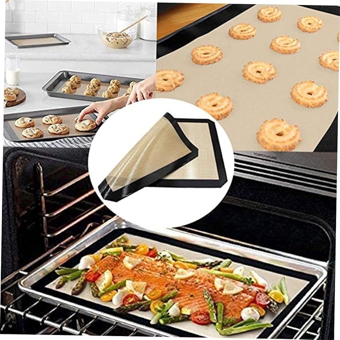 Cabilock 4pcs Silicone Fiberglass Baking Mat Heatproof Oven Mat Nonstick Baking for Cookie Biscuit Pizza Making