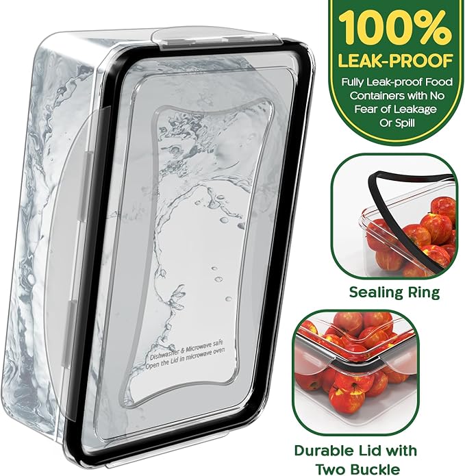 44 Pcs Food Storage Containers with Lids Airtight- (22 Stackable Boxes-22 Lids) Plastic Meal Prep Container for Pantry Kitchen Organization, Microwave, Dishwasher, Freezer Safe -100% Leak Proof