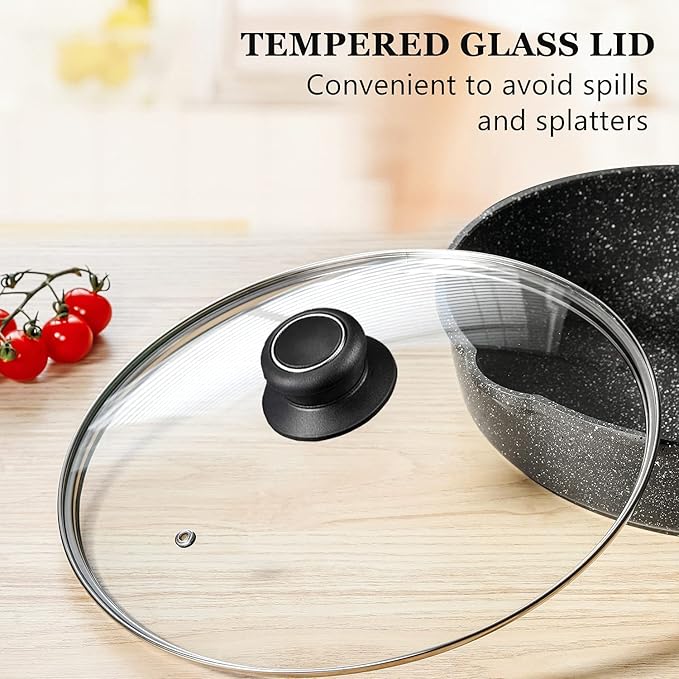 15.4 Inch Tempered Glass Lid Replacement Cover for 15.4" Cast Iron Skillets, Frying Pans and Wok, Clear