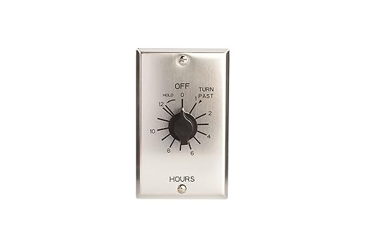 TORK C512H Spring-Wound in-Wall Twist Timer with Commercial Style Metal Plate and 12-Hour Length for Automatic Shutoff of Motors or Lights