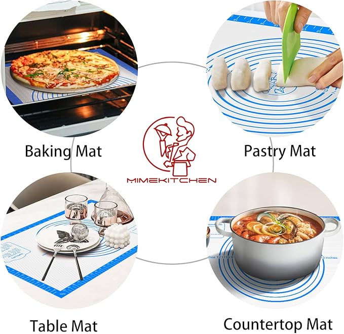 Non Stick Silicone Pastry Mat, Silicone Macaron Baking Mat for Making Pizza Cookie Bread,Pie Crust Oven Liner, Mat Non-Slip Fondant Mat Extra Large 32" x 24"
