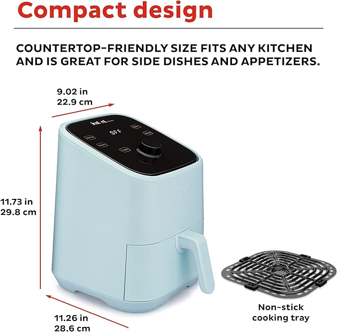 Instant Pot Vortex 2QT Mini Air Fryer,Small Air fryer that Crisps,Reheats, Bakes,Roasts for Quick Easy Meals,Includes over 100 In-App Recipes, is Dishwasher-Safe, from the Makers of Instant Pot, Aqua