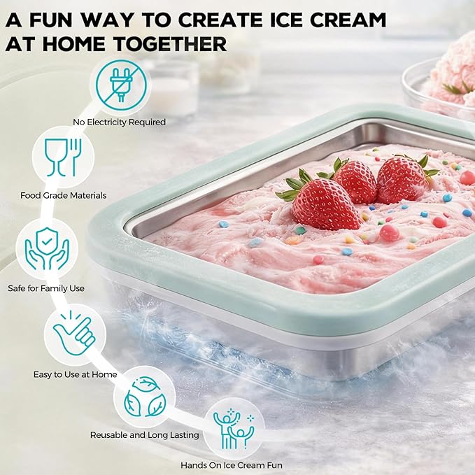 Rolled Ice Cream Maker with Quick Start Guide - DIY Instant Ice Cream Tray Kit, Includes 2 Scrapers for Manual Homemade Ice Cream Rolls, Frozen Yogurt, Sorbets & Slushies, No Electricity Needed（green）