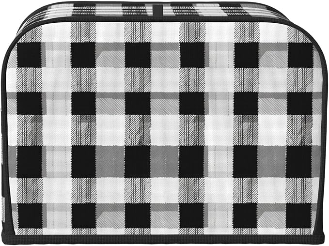 Toaster Cover 4 Slice Black White Plaid Kitchen Small Appliance Covers with Pockets Dust and Fingerprint Protection