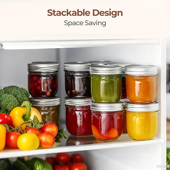 ComSaf 8 oz Wide Mouth Mason Jars, 12Pcs Glass Jars for Home Cooks Making Jam and Jelly, and Crafters Creating DIY Candles and Party Favors, Canning Jar with Lids and Rings，Includes Labels & Twine