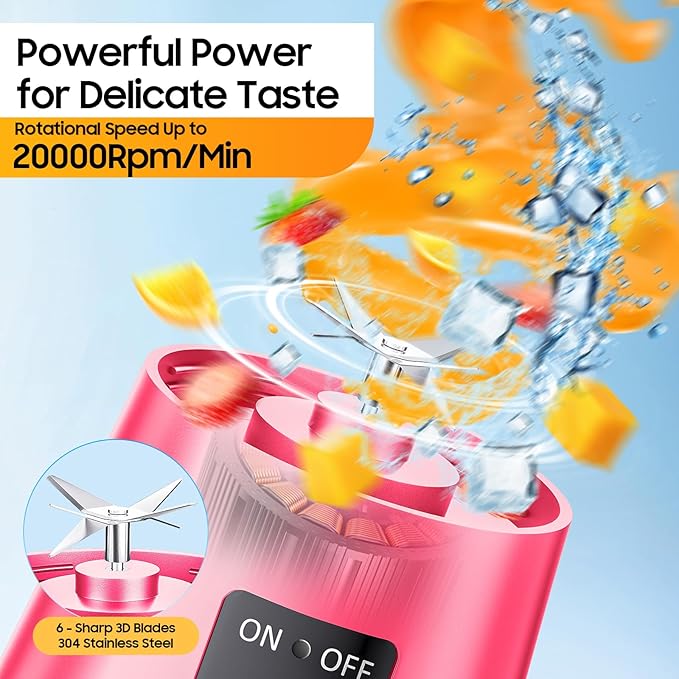 Cordless Personal Size Portable Blender - 380Ml Blender Smoothies and Shakes, BPA Free Traveling Juice Cup with Powerful Blending, Freshly Squeezed in Sports/Travel/Home, Mother's Day