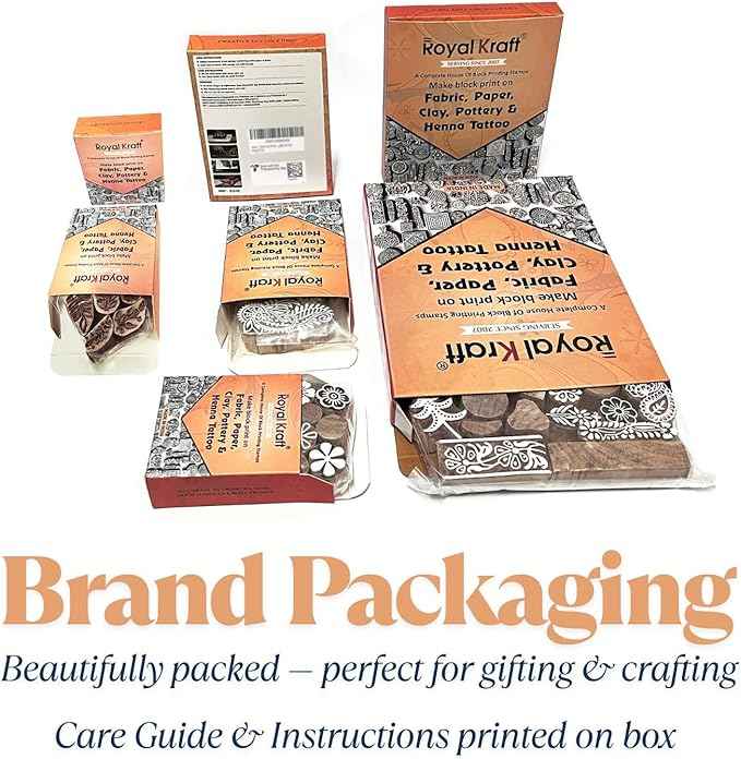 Royal Kraft Assorted Wooden Block Printing Stamps (Set of 10) Bulk01_10