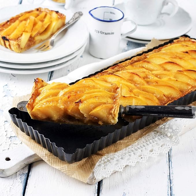 Boao 3 Pcs Rectangular Tart Pans 14‘'/10‘'/4‘' Nonstick Quiche Pan with Removable Loose Bottom Fluted Edges for Thanksgiving Christmas Pies, Biscuits, Cakes, Desserts, Bread