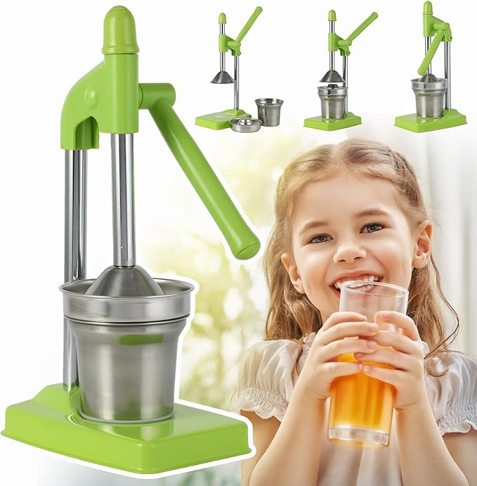 Cast Iron Juicer Hand Press, Manual Juicer Stainless Steel Lemon Squeezer Home Decor, Heavy Duty Countertop Lime Citrus Crush Machine for Fresh Lemonade Orange Juice, Easy to Clean