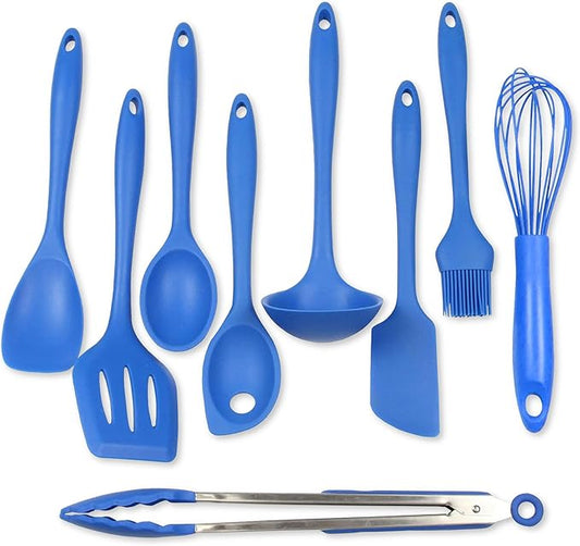 Chef Craft 9 Piece Silicone Kitchen Tool and Utensil Set, Blue