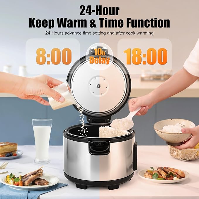 Commercial Rice Cooker,15.85QT/84 Cups Cooked Rice,15L Extra Large Capacity Rice Cooker & Warmer,1350W Fast Rice Cooker With LED Display,Nonstick Inner Pot,Multi-Function Electric Rice Maker