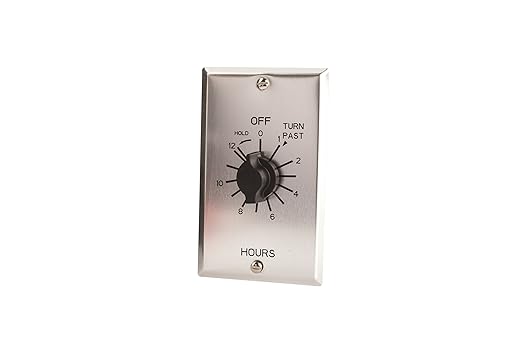 TORK C512H Spring-Wound in-Wall Twist Timer with Commercial Style Metal Plate and 12-Hour Length for Automatic Shutoff of Motors or Lights