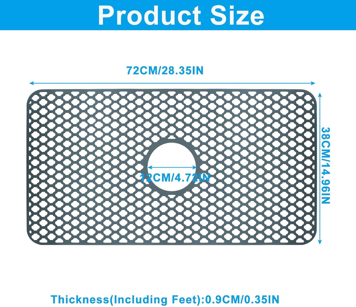 1 Pack 28"x15" Heat Resistant Silicone Sink Mat Protector, Non-slip Mat Kitchen Large Accessory, Dishwasher Suitable Sink Protectors for Bottom of Farmhouse Kitchen Stainless Steel