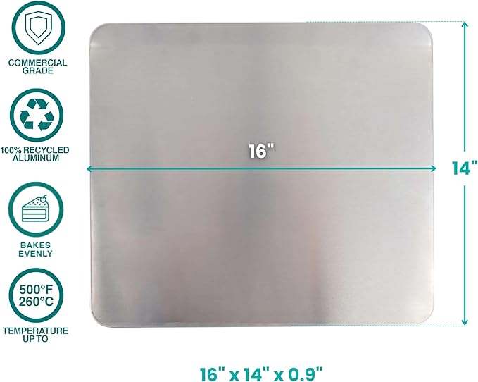 Baker's Secret Pure Aluminum Insulated 16" Cookie Sheet Commercial Grade, 100% Recycled Alu Cookie Sheet Extra Thick - The Natural Aluminum Collection