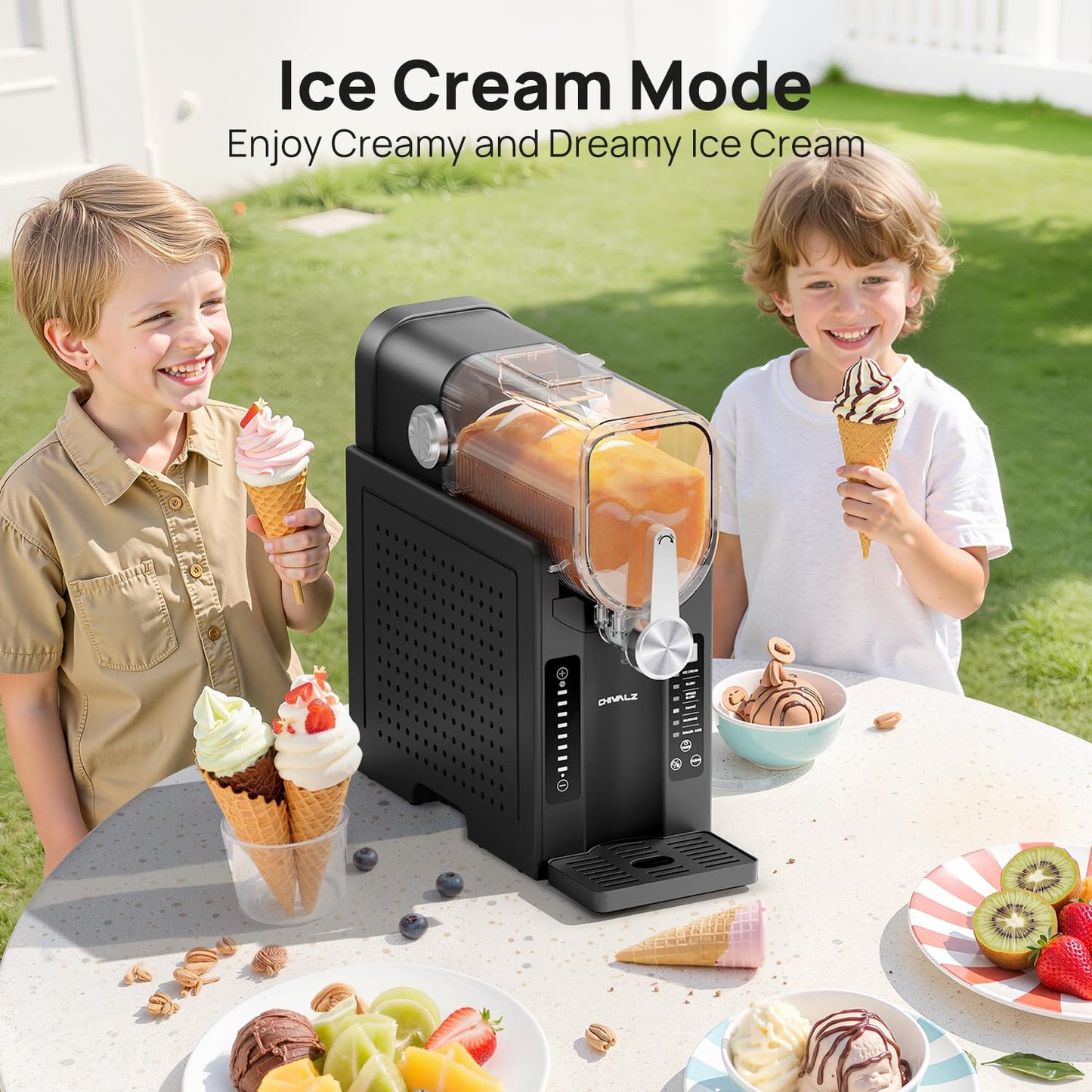 Slushie Machine No Ice Needed, Slushy Machine for Home, CHIVALZ Frozen Drink Maker with 6 Preset Programs for Margaritas, Frappés, Milk Shake and More, LED Display, Auto Clean, Black, 1 Pack+6 Modes