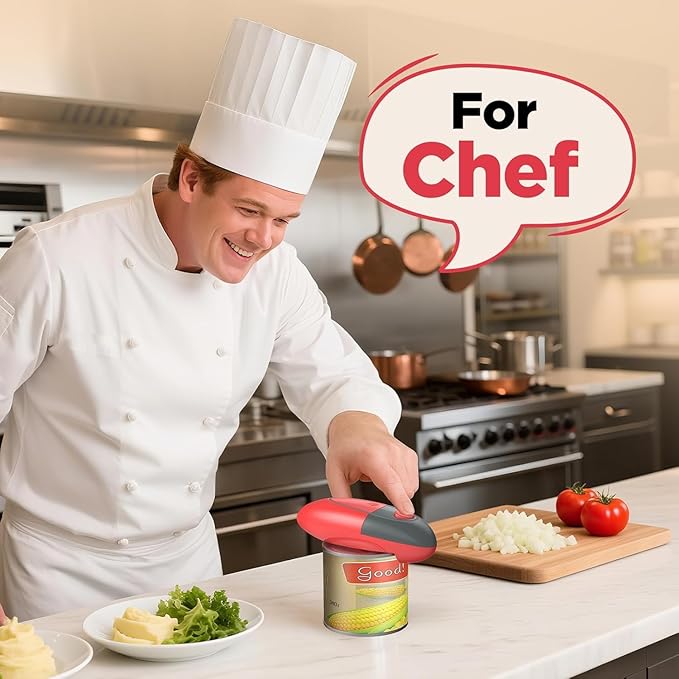 Easy Electric Can Opener One Touch Fits All Can Sizes with Safety Smooth Edge for Kitchen, Hands Free Can Opener electric with Battery Operation for Seniors, Arthritis and Chef