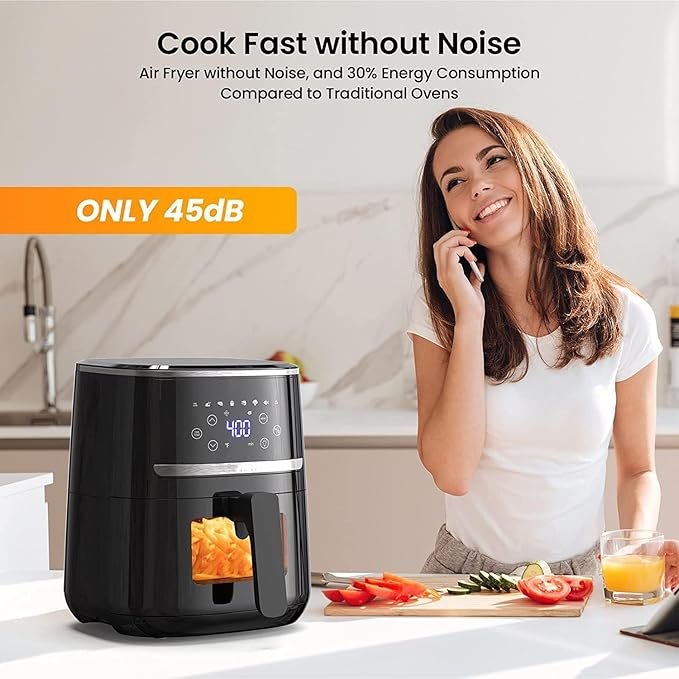 Takywep Air Fryer, 5QT Digital Air Fryer Toaster Oven Combo, 8 Cooking Presets, Visible Cooking Window, Airfryer with Touch Screen, Oilless Cooker for Quick Meals, Nonstick Dishwasher-Safe Basket