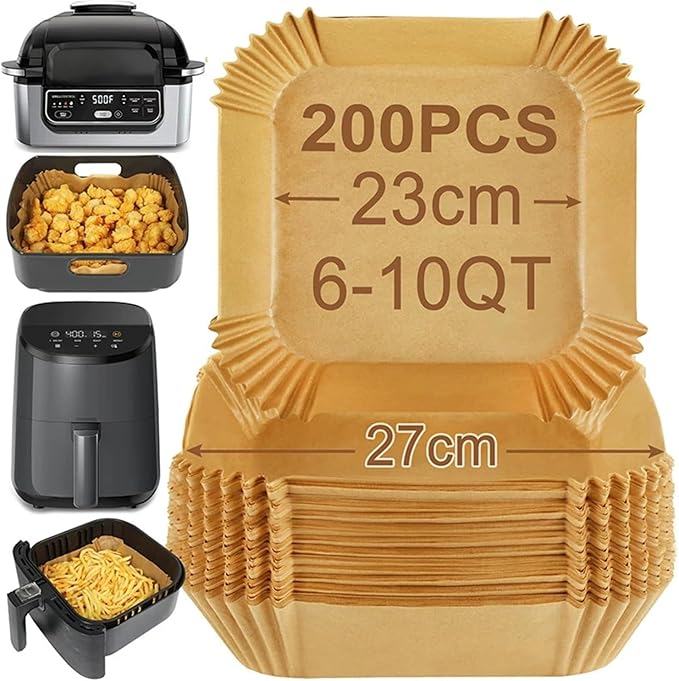 Large Air Fryer Disposable Paper Liners Nonstick 23cm Oven Airfryer Parchment Baking Paper ，Compatible For Ninja，Compatible For COSORI ，Grill Cooking Basket(20cm round,250 Pcs)