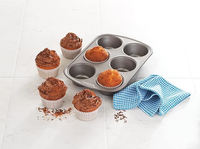 GoodCook Everyday Nonstick Steel Jumbo Texas Muffin Pan,6-cup,Gray,(Pack of 12)
