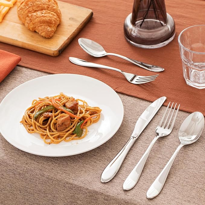 KINGSTONE 30-Piece Silverware Set for 6,18/10 Premium Stainless Steel Flatware Set, for Home, Restaurant, Wedding and Party Use,Mirror-Polished Cutlery Set, Dishwasher Safe