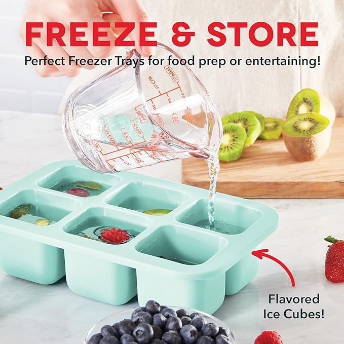 DASH Perfect Portion Silicone Freezer Trays for Ice Cubes, Soups, Sauces and More, 2 pack - Aqua & Teal
