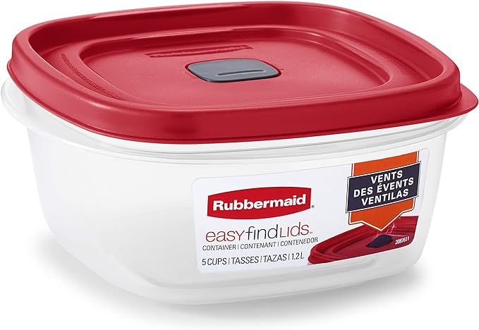 Rubbermaid EasyFindLids Food Storage and Organization Containers, 3-Pack, Racer Red, BPA-Free, Microwave & Dishwasher Safe