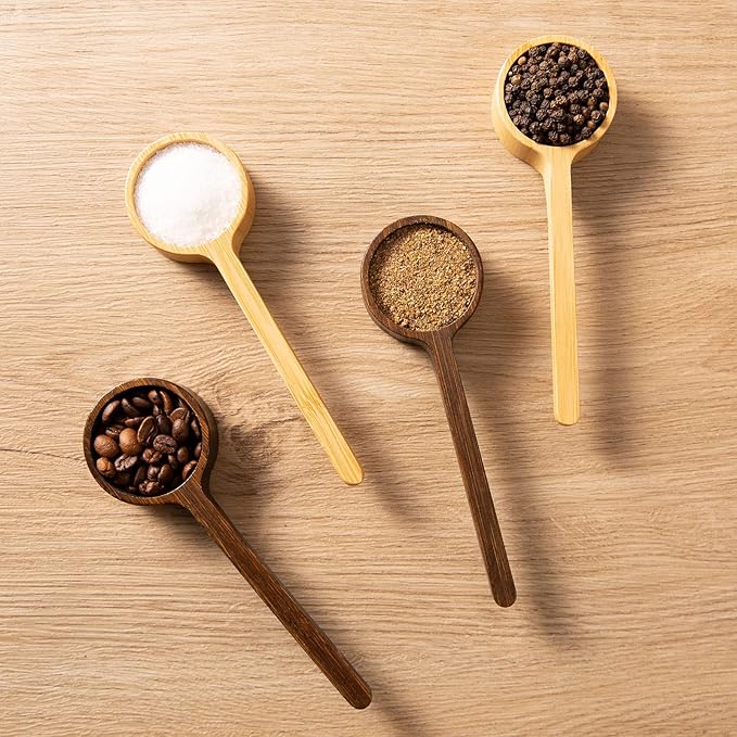 Wooden Coffee Scoop Small Long Handle Measuring Scoop for Jars and Containers