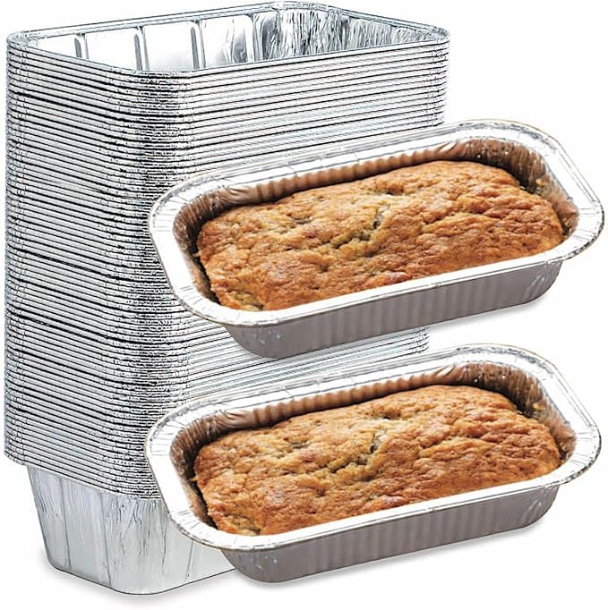 (65 Pack) 2Lb Foil Bread Pans for Baking, Disposable Bread Pans - Perfect for Baking Banana Bread, Cakes & Meatloaf - 2 Pound Aluminum Pans for Food Serving - 8.5" X 4.5" X 2.5"