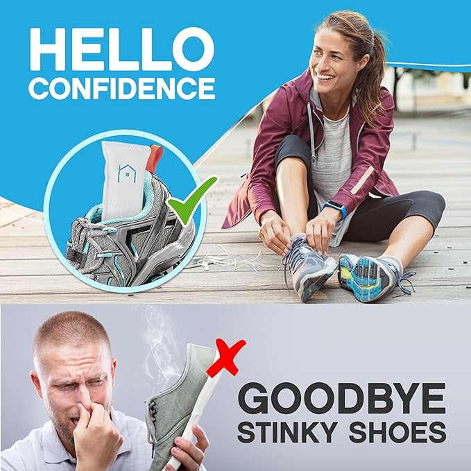 NonScents Shoe & Refrigerator Deodorizer Bundle - 1 Pack (2 Count) Shoe Odor Eliminator & 4 Refrigerator Deodorizer - Powerful, Reusable Odor Absorbers for Shoes, Fridge, Closets - Unscented Freshness
